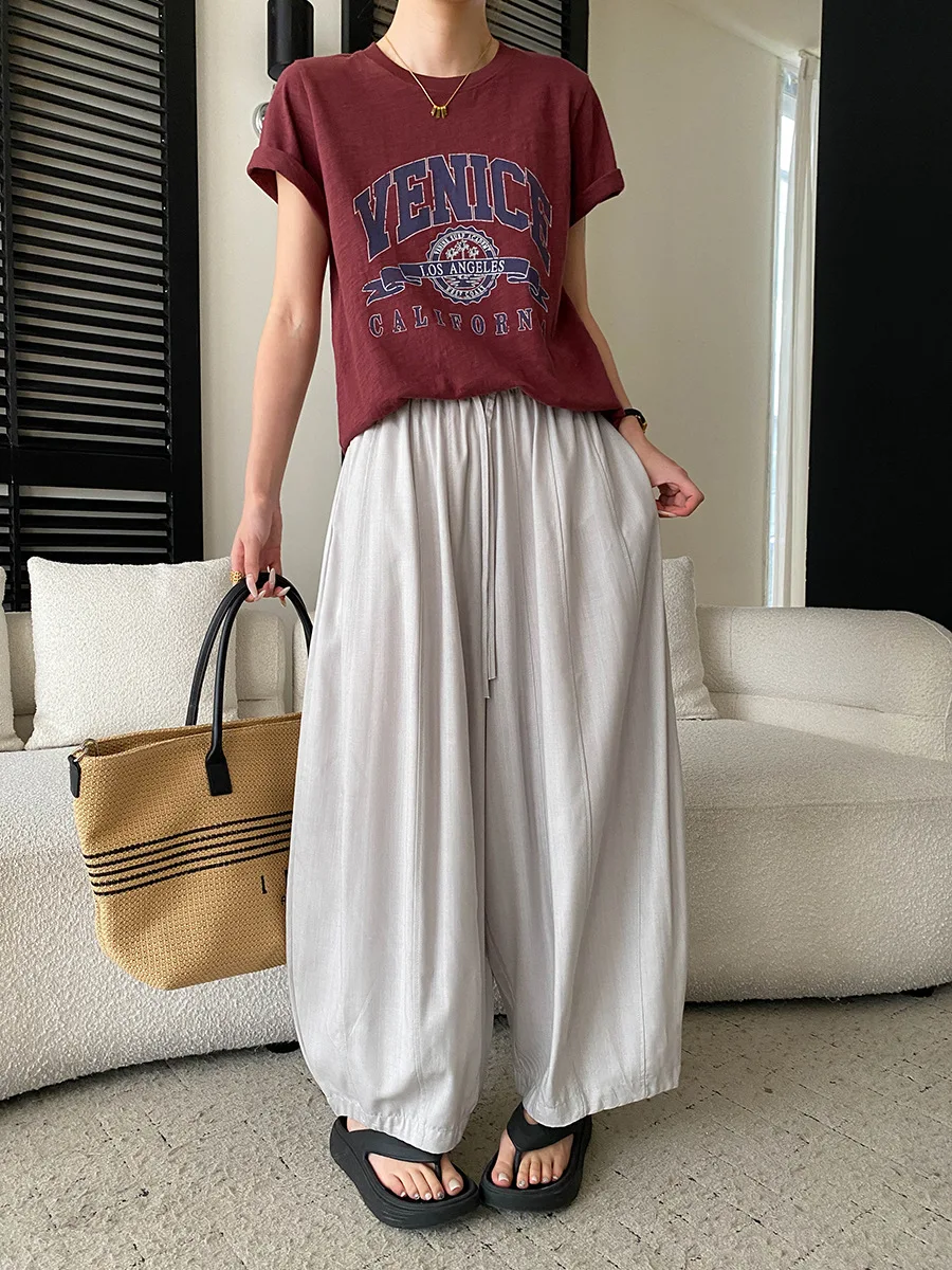 Sommerliches Damen-T-Shirt im lässigen amerikanischen Retro-Vintage-Stil mit Buchstaben-Print, Rundhalsausschnitt und kurzen Ärmeln – Detail 20