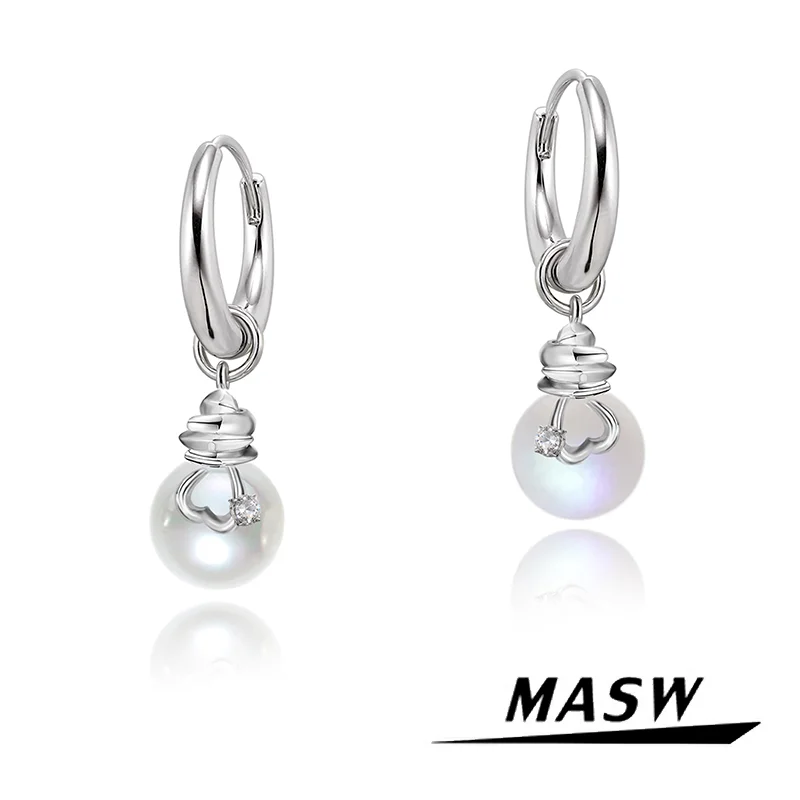 

MASW Original Design Delicate Bulb Shape Cute Shiny Glass Simulated Pearl Drop Earrings For Women Girl Gifts Fashion Jewelry