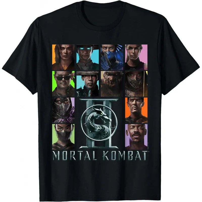 90's Retro Video game Mortal Kombat 2 Character Squares Gift T shirt Unisex Gamer Tee Short Sleeve Graphic clothes s-6xl