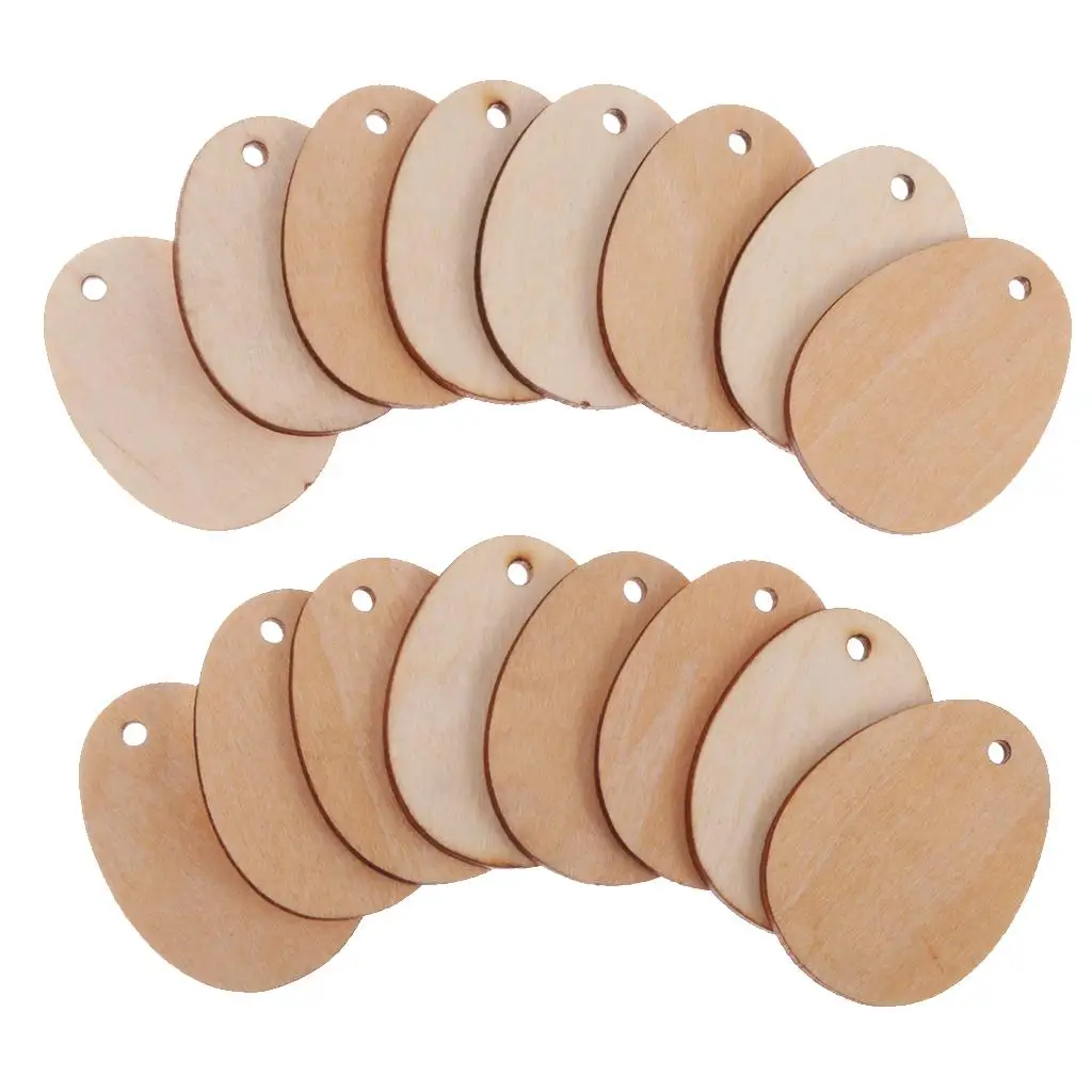 

2-4pack 50pcs Wooden Shape Unfinished Egg Embellishments for Crafts with Hole