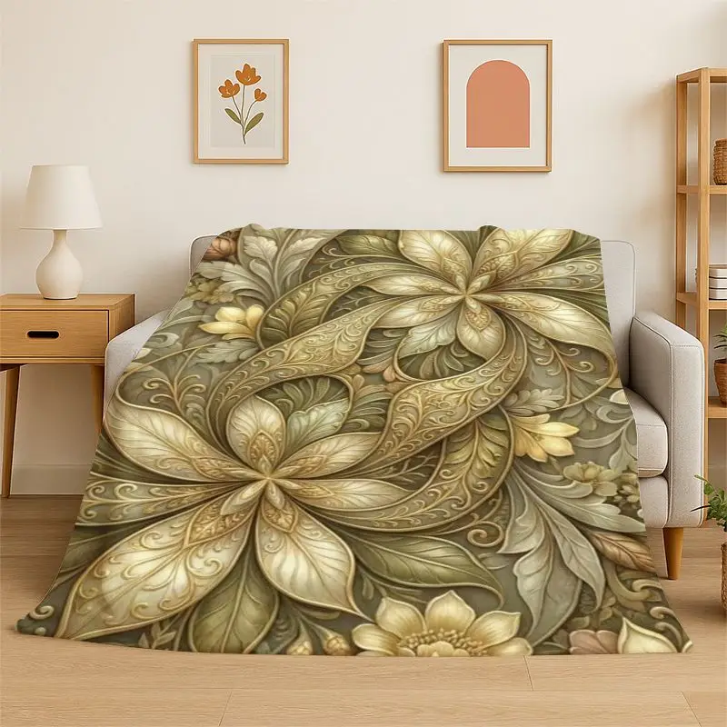 Luxury Persian Turkey Retro Flannel Blanket Soft Throw Blanket for Bedroom Living Room Bed Travel Camping Picnic Nap Cover Gift