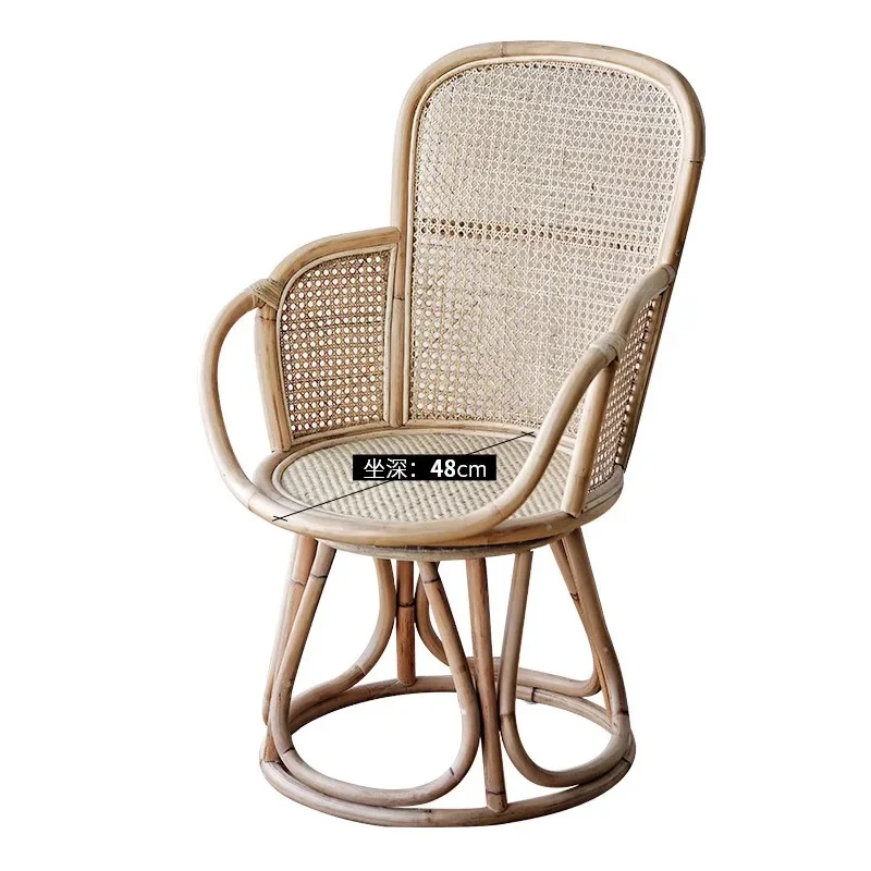 Indonesian chair natural chair single back woven household rattan rotatable leisure balcony