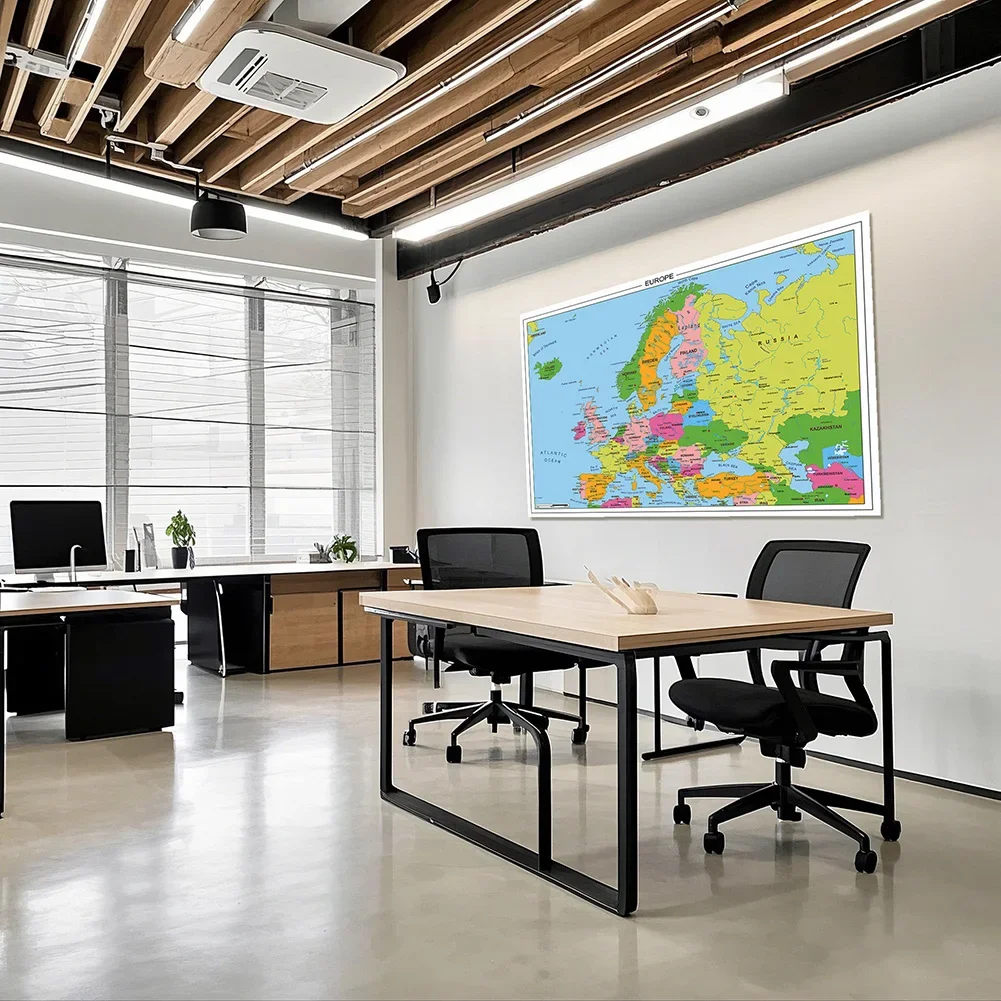 ขนาดใหญ่แผนที่ยุโรปโปสเตอร์ภาษาอังกฤษไม่ทอผ้าไวนิลภาพวาดอุปกรณ์สํานักงานห้องนอน Home Wall ตกแต่ง 225*150 ซม.