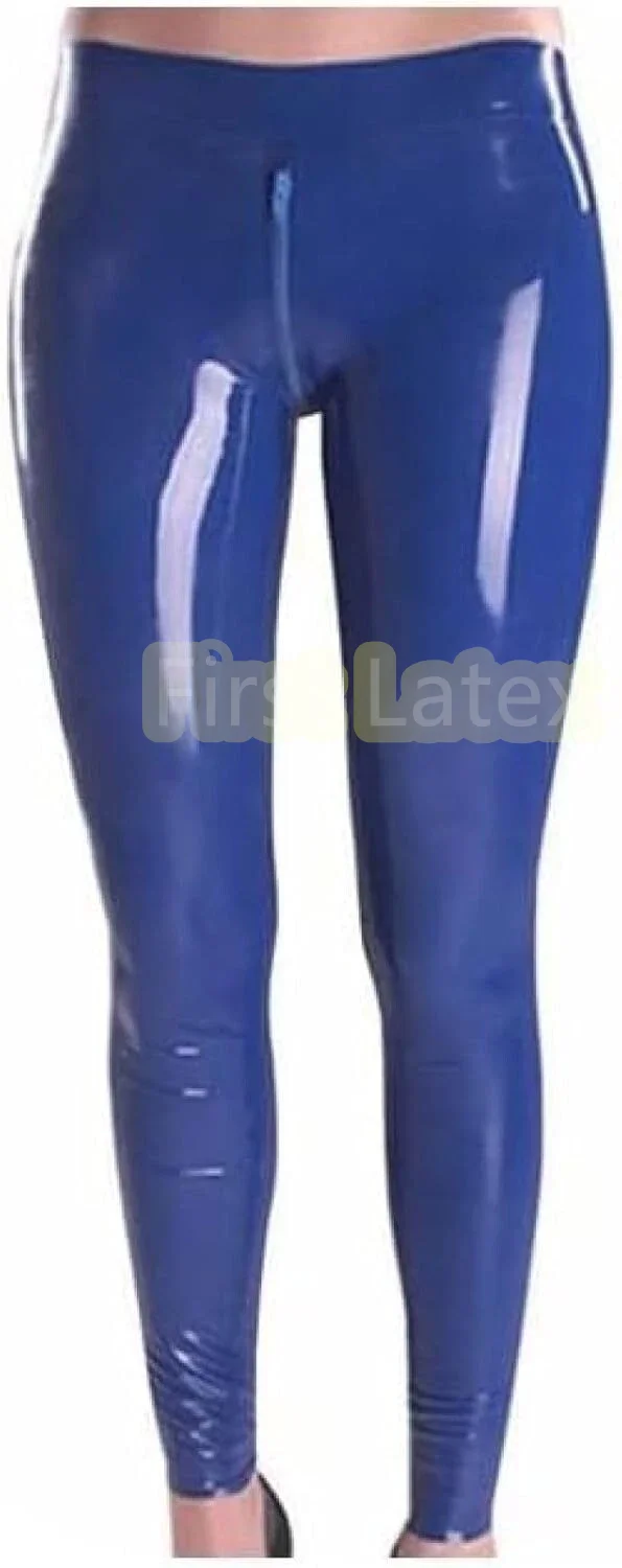 

Темно-синие латексные женские леггинсы с молнией в промежности, латексные длинные узкие брюки, колготки, брюки, резиновые фетиш-латексные брюки, индивидуальный сервис