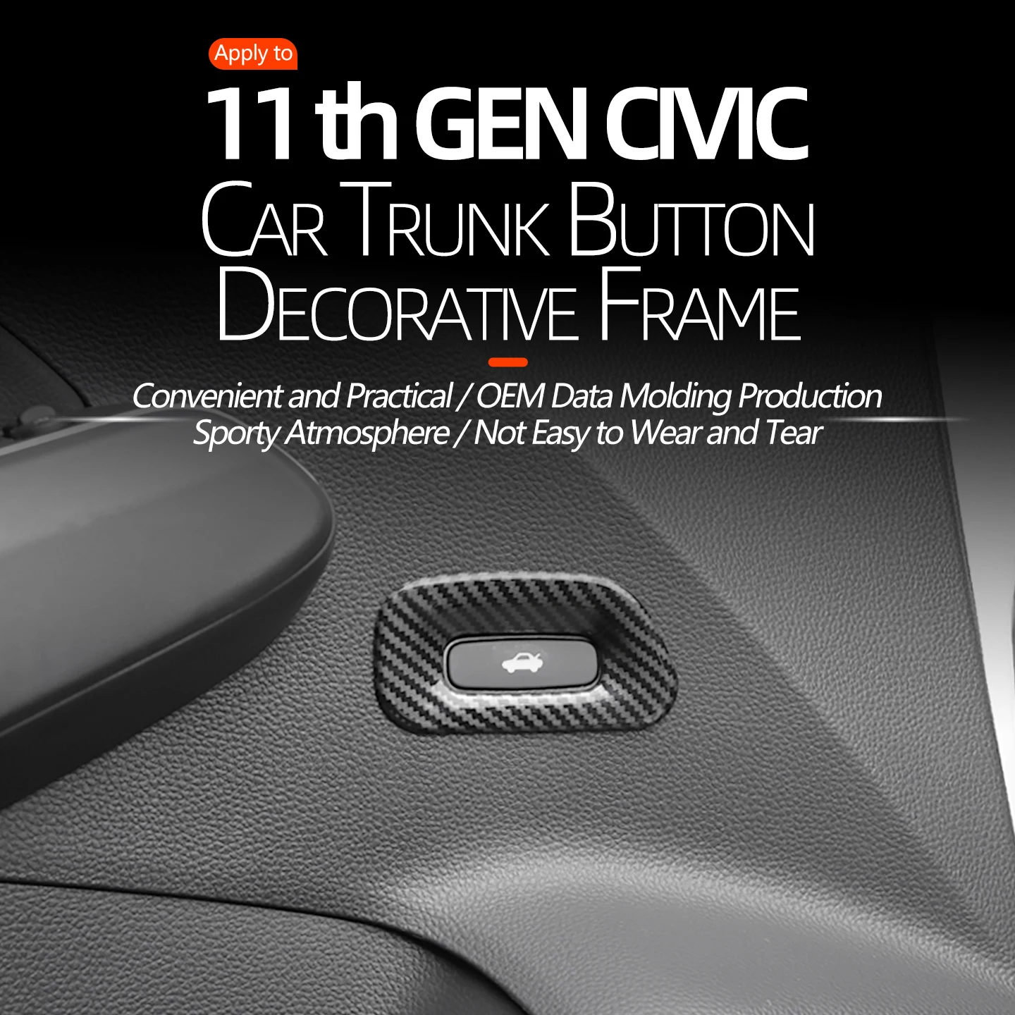 لهوندا 2022 2023 2024 2025 11th GEN سيفيك اكسسوارات سيارة جذع زر إطار الزخرفية ABS ألياف الكربون نمط #1