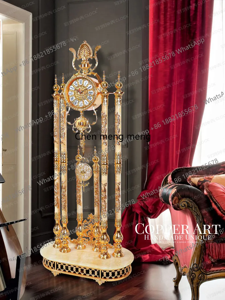 European floor clock Topaz standing clock Luxury villa Home floor clock Living room Crystal floor