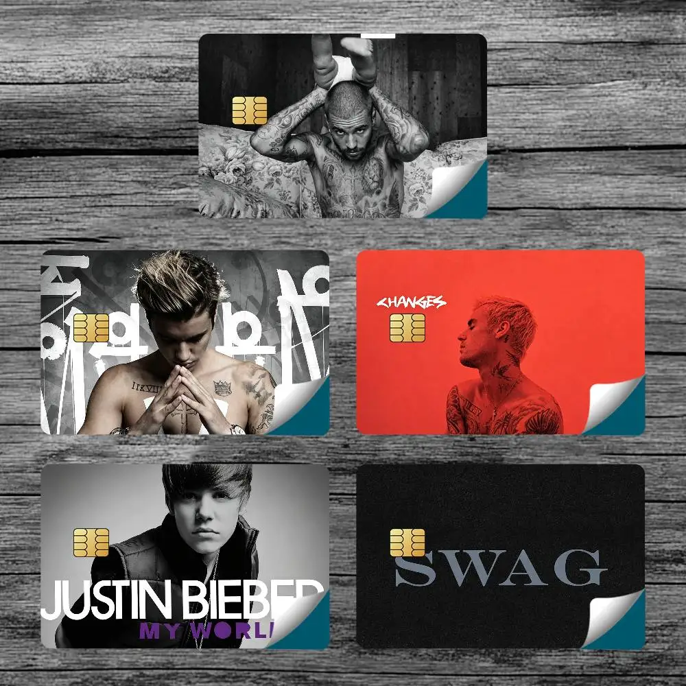 Singer J-Justin Bieber Fashion Card Stickers for Bank Access Protective Waterproof Film Cover Sticker Surprise Gift