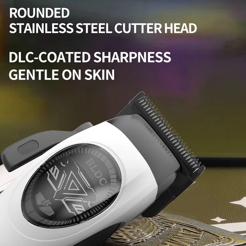 Kemei KM-1423 Professional Hair Trimmer 10000RPM External Rotor Rechargeable Cordless Clipper with SPACE Blades And LCD for Men