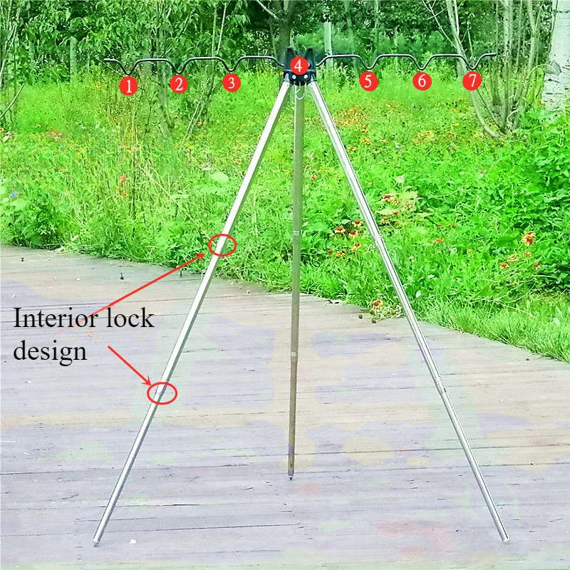 1PC Fishing Sea Rod Bracket Aluminum Alloy Ground Insertion Triangular Bracket Long-throw Telescopic Throwing Fishing Tools
