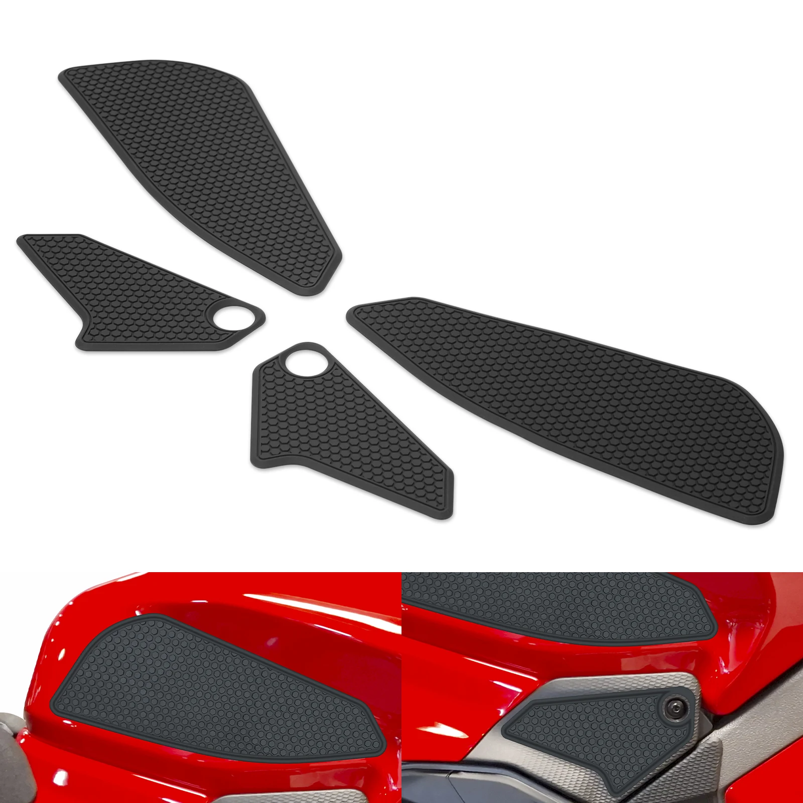 

Premium Anti-Slip Tank Pad Decal Kit, Adhesive Anti-Scratch Gas Tank Grip Stickers For Ducati Panigale V4 2025 Street Bike