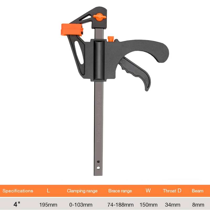 DTBD Đầm Xòe Công Việc Thanh Kẹp F Kẹp Tiện Ích Dụng Cụ Cầm Tay DIY Tốc Độ Ép Nhanh Ratchet Phát Hành Kẹp Bộ 4 Inch làm Việc Gỗ