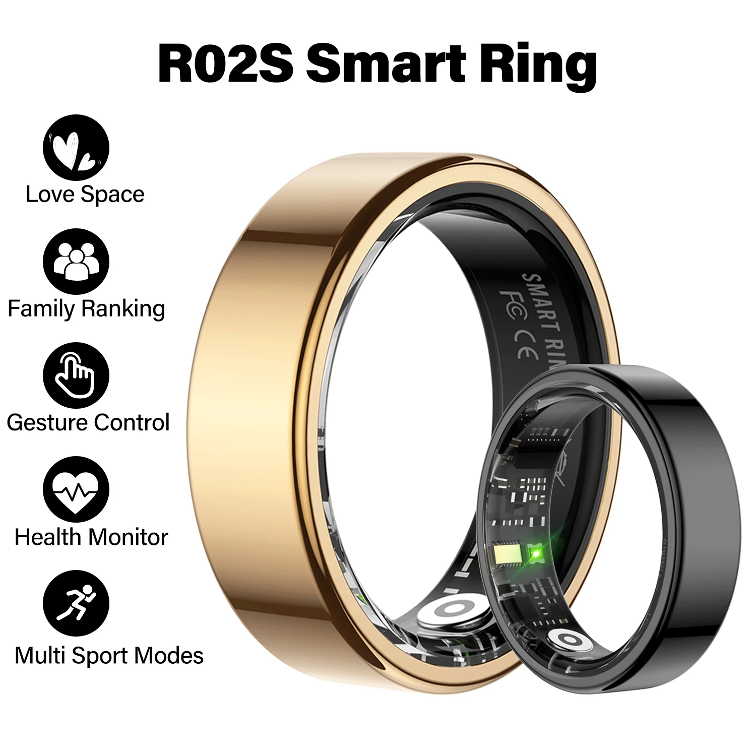 

2026 New Smart Ring Men Women Heart Rate Blood Oxygen Monitor 5ATM Waterproof Multi Sport Modes Fitness Tracker Couple Rings