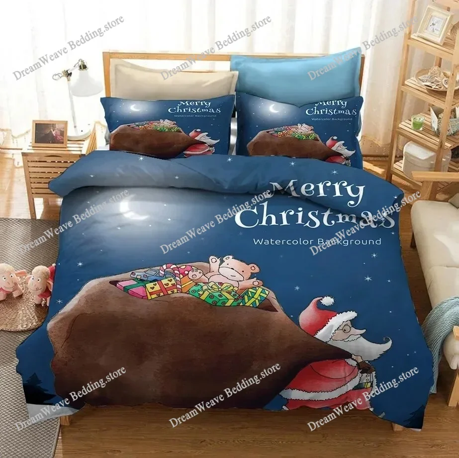

New Merry Christmas Gift 3D Christmas Santa Bedding Set Queen Twin Single Size Duvet Cover Set Pillowcase Home Textile Luxury