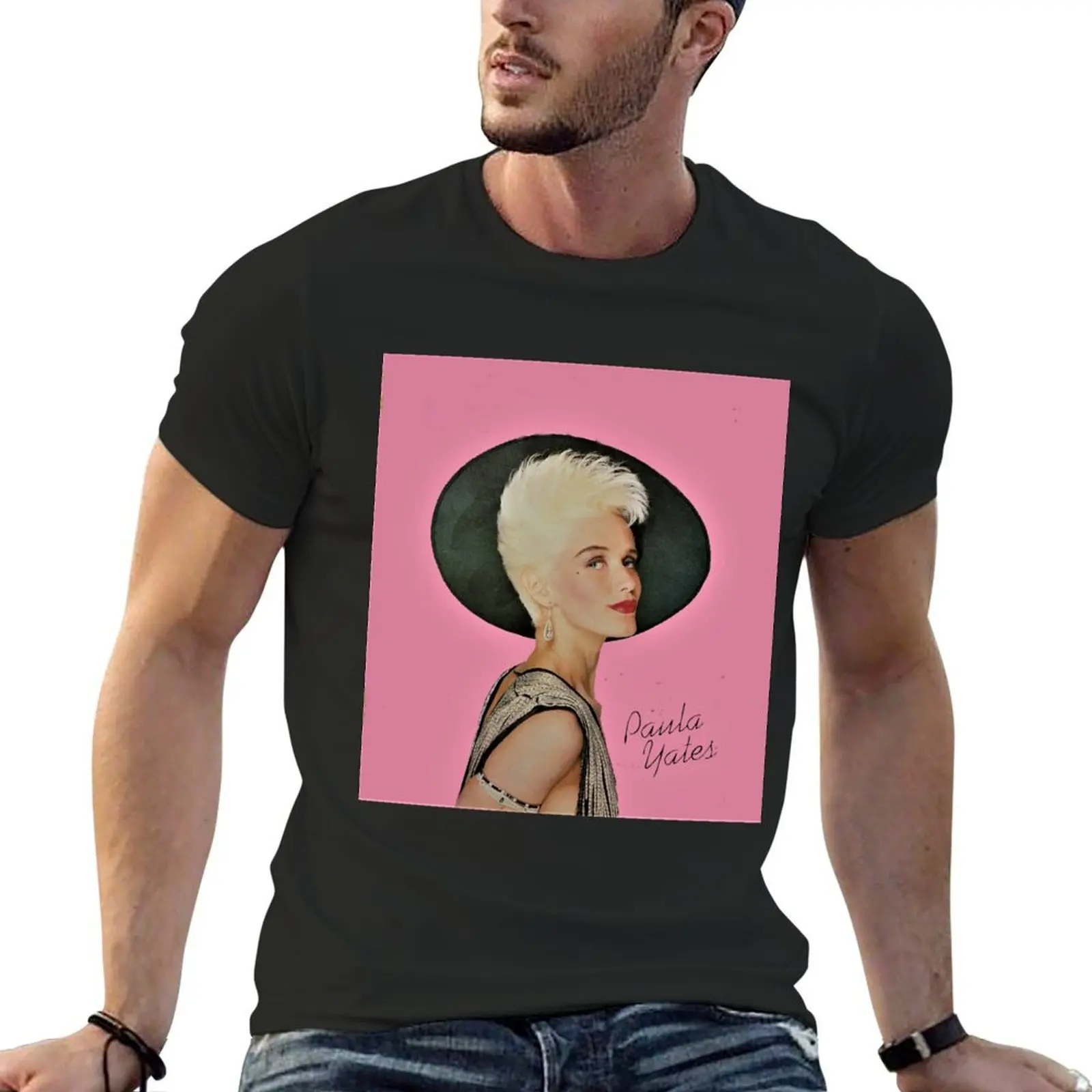 

paula yates art vintage BLONDE print tshirt bag mask 80s T-Shirt topping Aesthetic clothing clothes for men