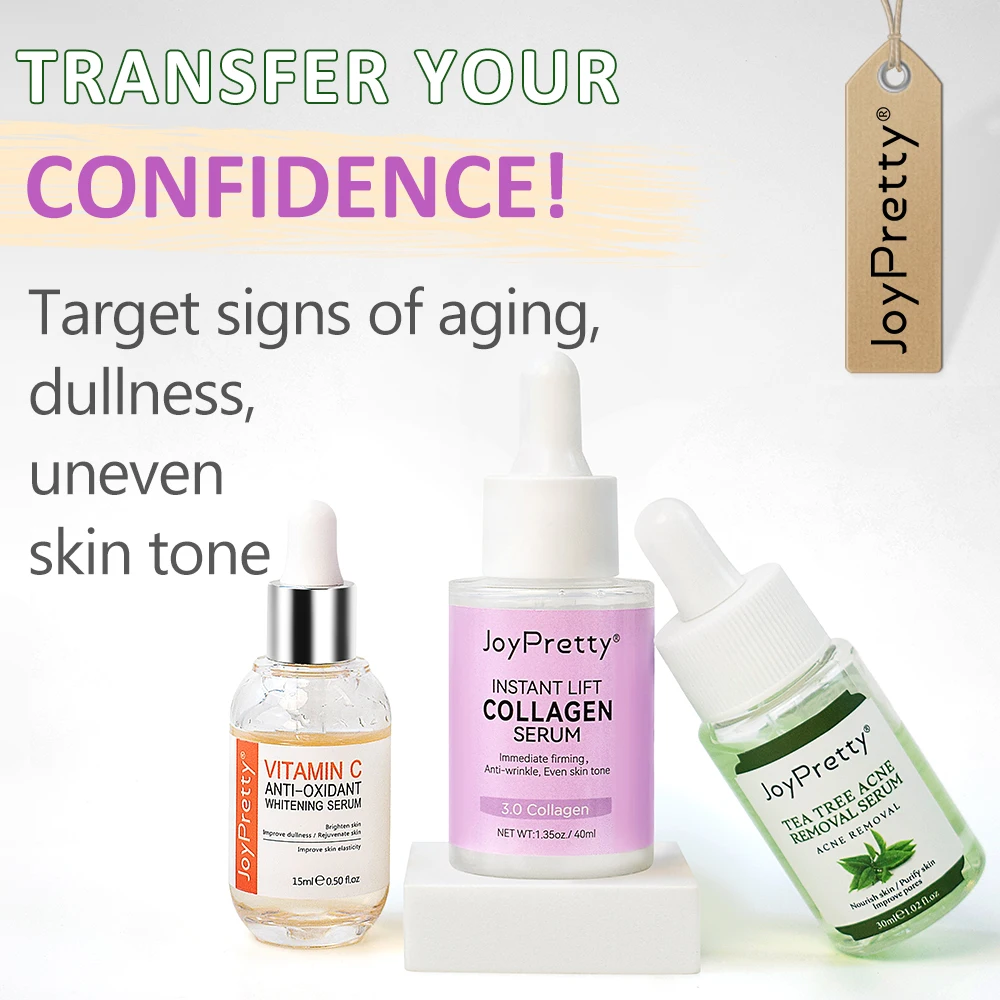 JoyPretty Vitamin C Collagen Face Serum Dark Spots Remover Anti Aging Pore Shrink Moisturizing Serum Facial Skin Care Cosmetics