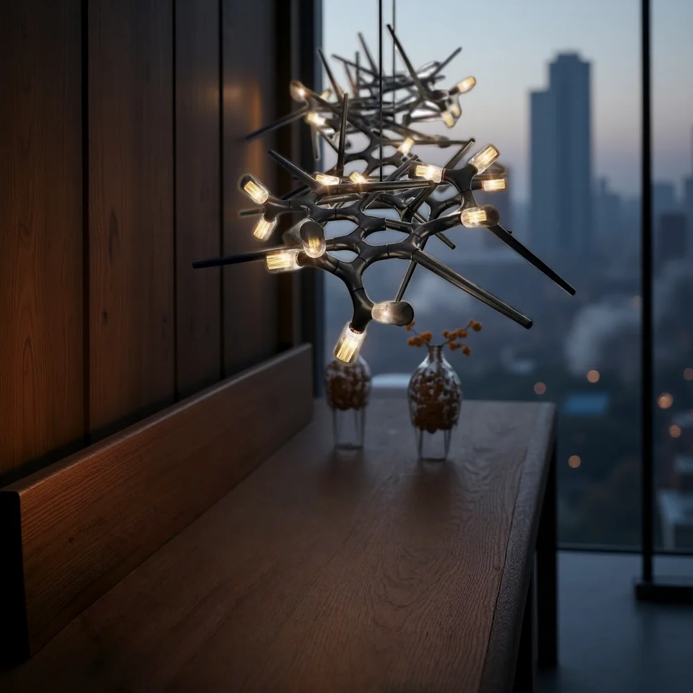 

2025 Postmodern Retro Black Ceiling Chandelier Lighting Luxury Long Pendant for Dining Living Room Restaurant Villa Lobby