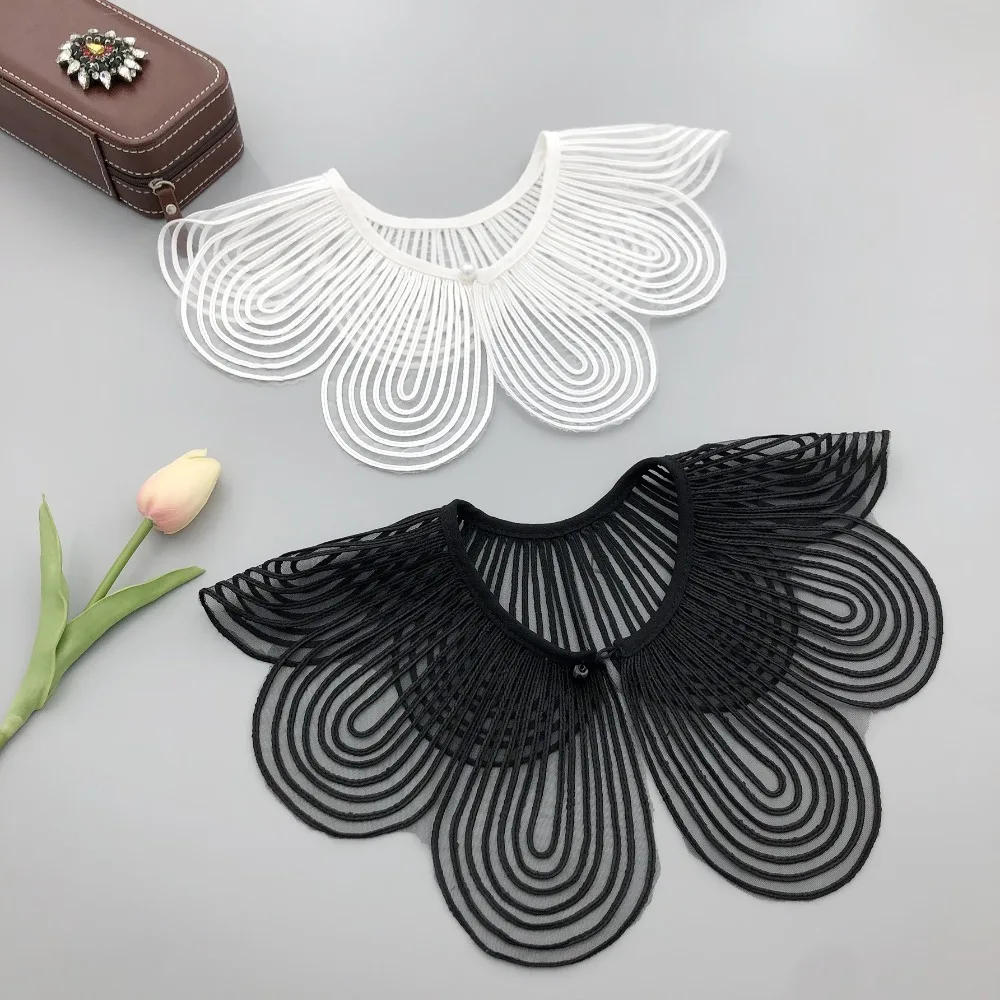 Fashion Pearl Button Detachable Fake Collar Breathable Cloth Decorative Shoulder Wraps Solid Color False Collar Shawl Women
