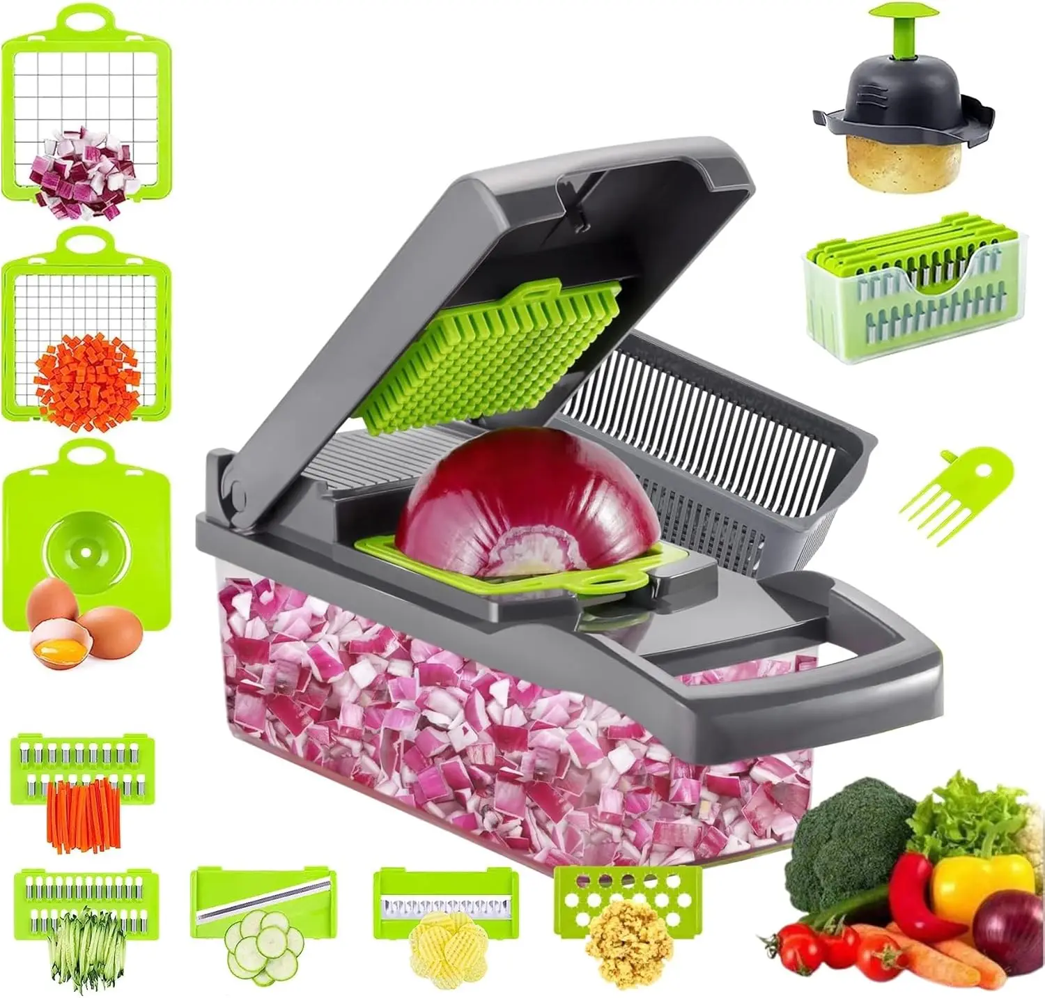 Vegetable Chopper,Multifunctional Food Slicer Dicer Cutter with Draining Basket Grater,Kitchen Gadgets Sets for Cooking