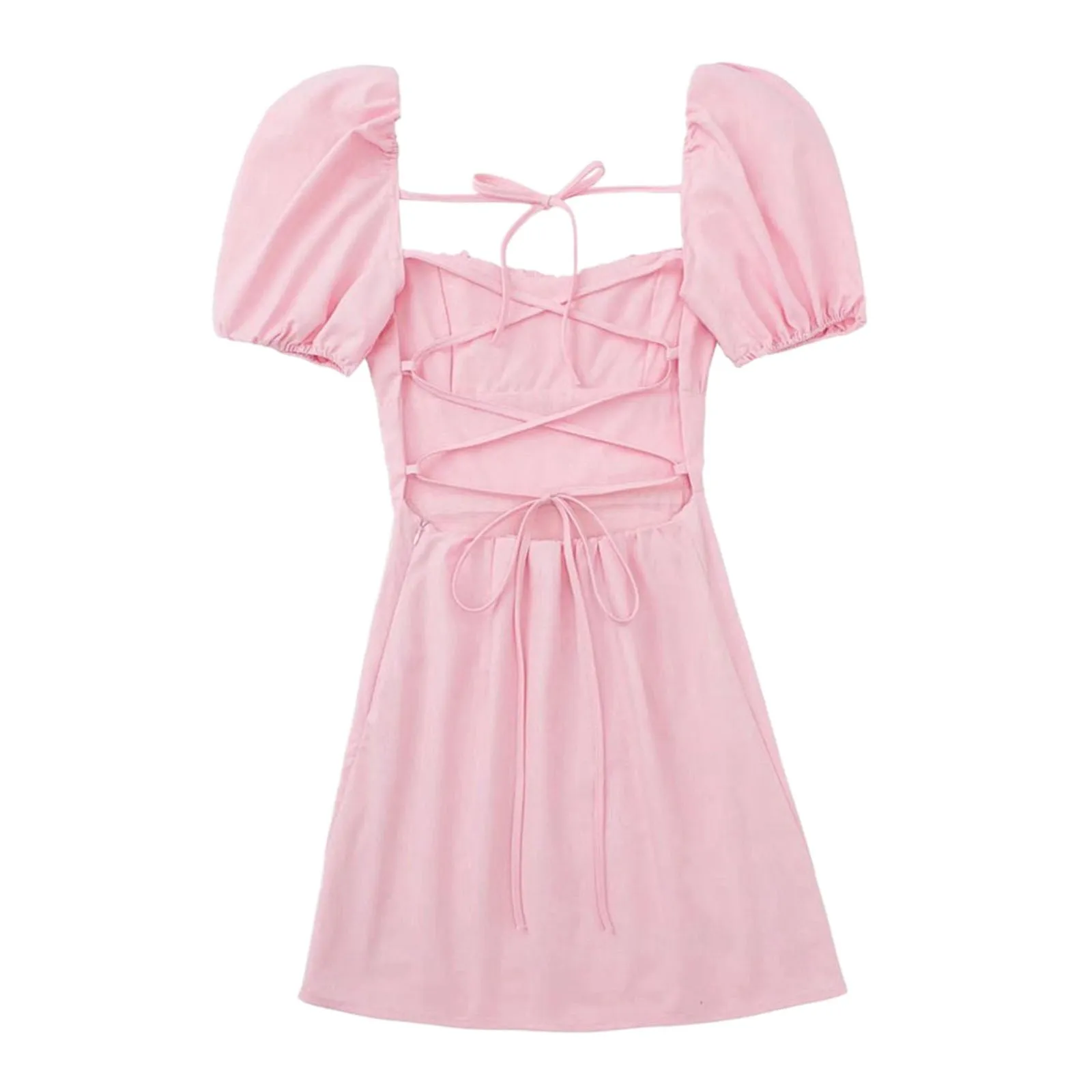 Robes longues sexy pour femmes, robes de soirée pour femmes, col carré, manches bulles, poitrine plissée rétractable