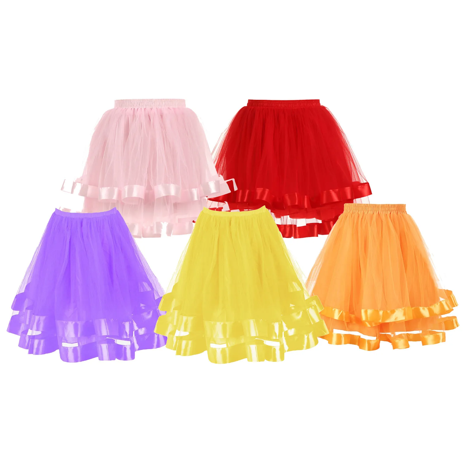 Women Petticoat Underskirt Layered Tulle Ballet Dance Pettiskirts Swing Tutu Princess Skirt Hippy Cosplay Cute Party Puffy Skirt