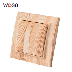 WESA Wooden Frosted Light Wall Switch Flame Retardant Plastic Panel Button 2 Gang 1 Way Wall Rocker Switch Classic On And Off AC