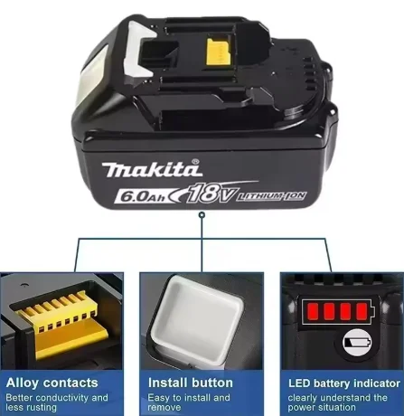 6000mAh 18V Replacement Battery For Makita 18V LXT Series Drill Wrench Saw Overcharge Short‑circuit Protection Lithium Battery