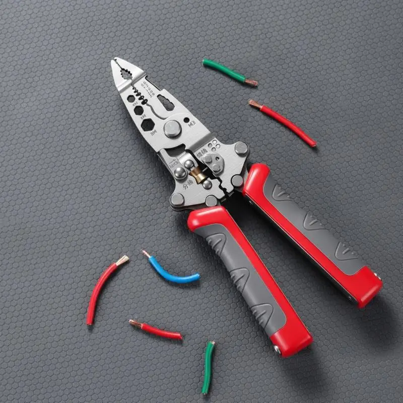 Foldable Wire Stripping Pliers Multifunctional Crimping Cutting Tool Durable Alloy Steel for Electrical Installation Work