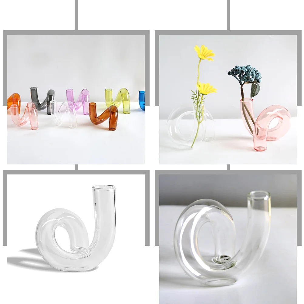 

Glass Vase Irregular Shape Noble Color Decorative Flower Vase for Home Office Party Desktop Flower Arrangement Dried Plant