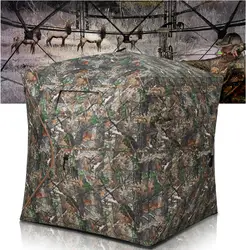 Portable Camouflage Hunting Tent, Outdoor Camping Tent for 2-3 or 3-4 Person, 270 ° See Through Ground Blind Bird Watching Tent