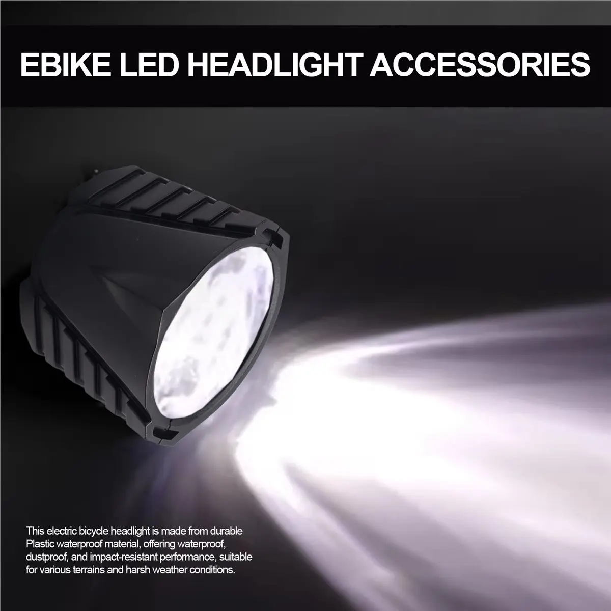 HowAA87 Ebike LED Headlight Accessories 36V 48V Lamp 3pin Built-in Horn Front Light 4 LED Bulbs for Electric Scooters Bicycles