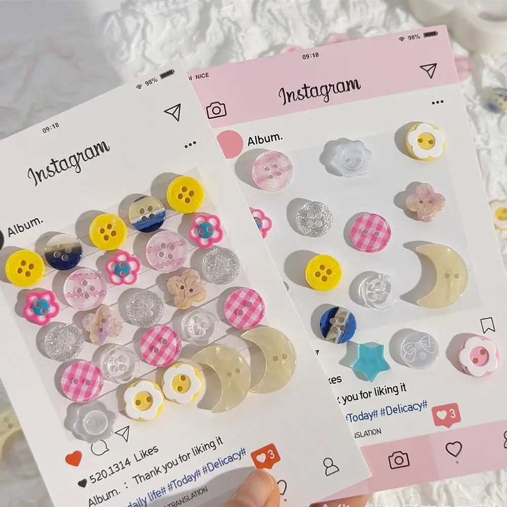 Botones para álbum de recortes de muñecas, accesorios de ropa de costura, botones para manualidades, materiales de decoración DIY, artículo de moda con agujeros, botones de serie bonita