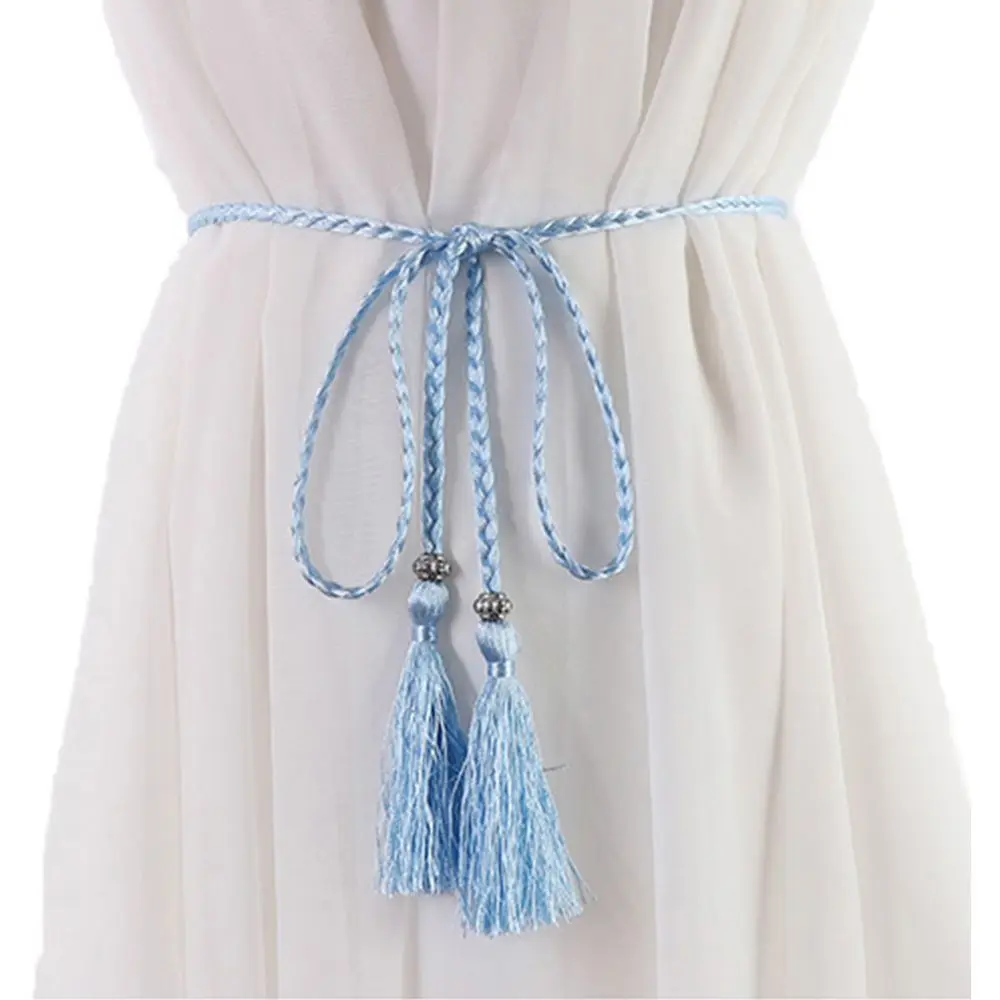 Cinto De Corda De Cintura Trançada Fina, Cintura Bow Dress, Tassle Belt, 160cm