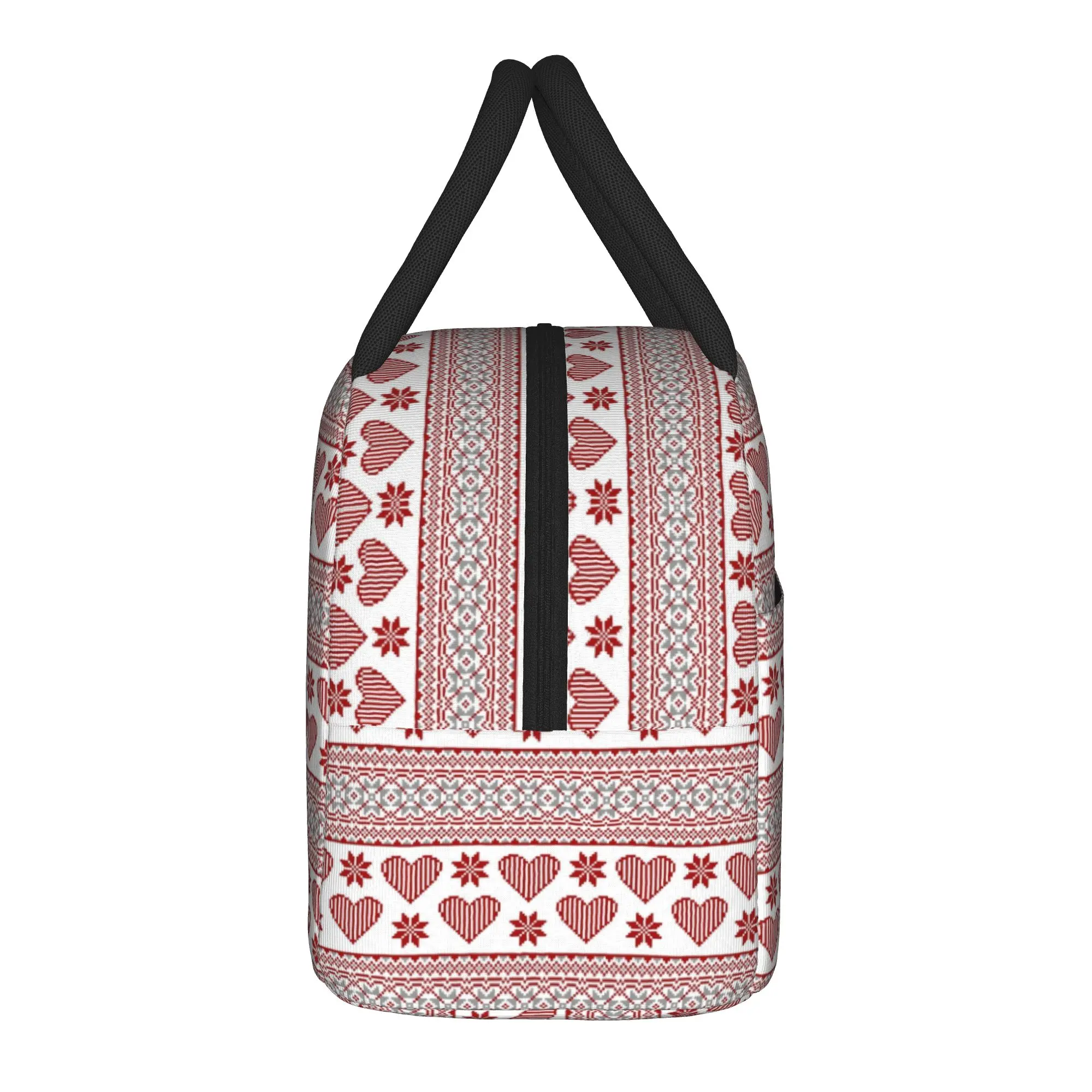 Heart Snow Valentine's Pattern Insulated Lunch Bags Thermal Bag Reusable,Meal Container  Large Tote Lunch Box Food Bag