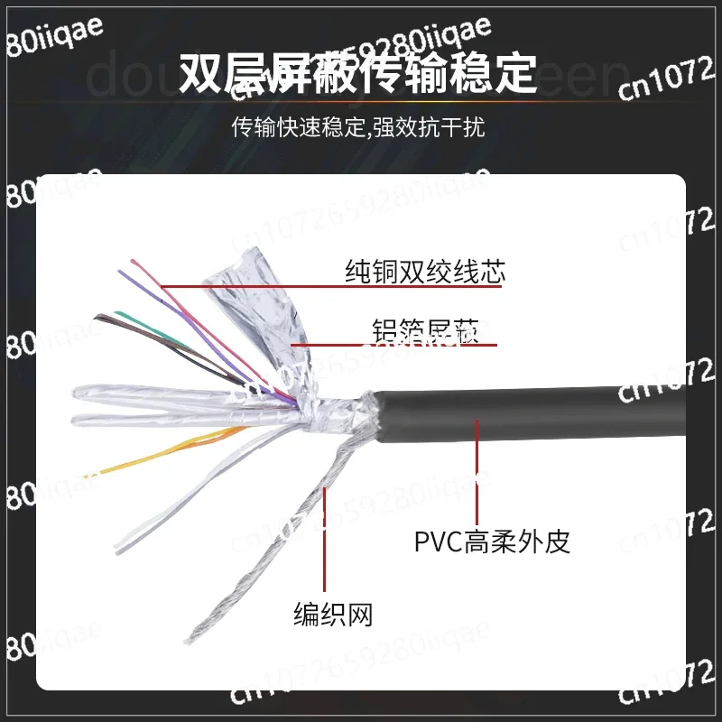 Trigger cable Compatible industrial camera Power cord Shielding straight elbow IO high-flexibility drag chain signal cable