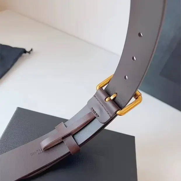 Vintage Cowhide Pin Buckle Ladies Belt, Light Luxury All-Match Decor Belt for Dress & Trousers