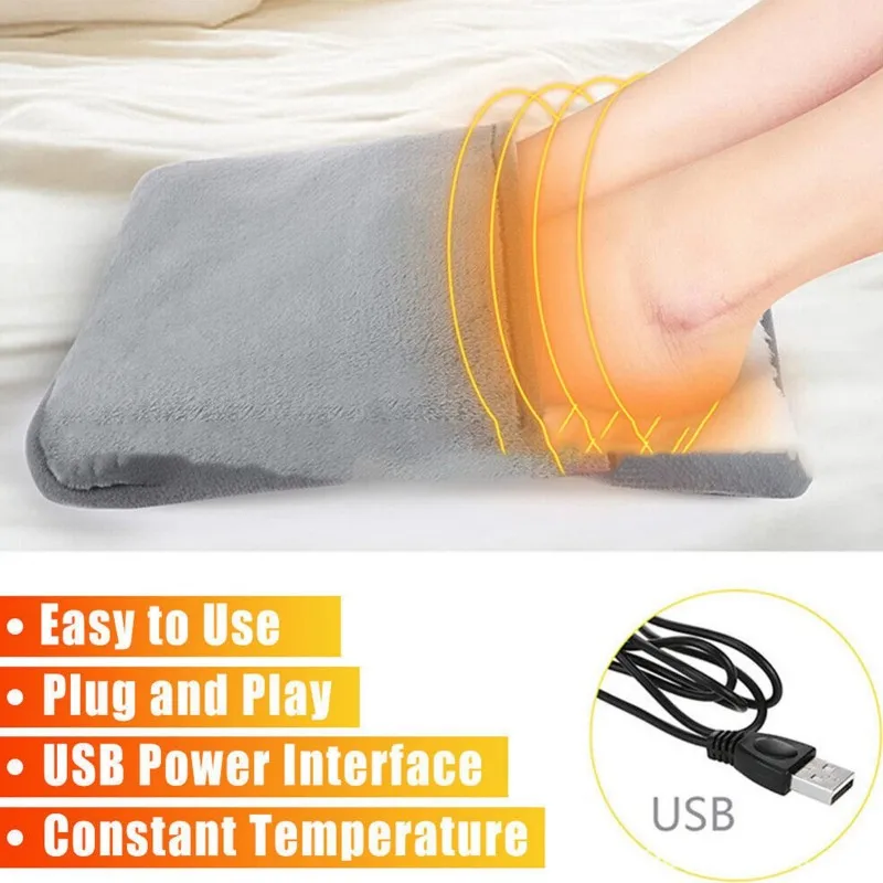 

Foot Warmer USB Foot Heater Thermal Foot Heating Pad Soft Plush Warm Foot Cover Electric Heating Feet Warmer for Home Bedroom