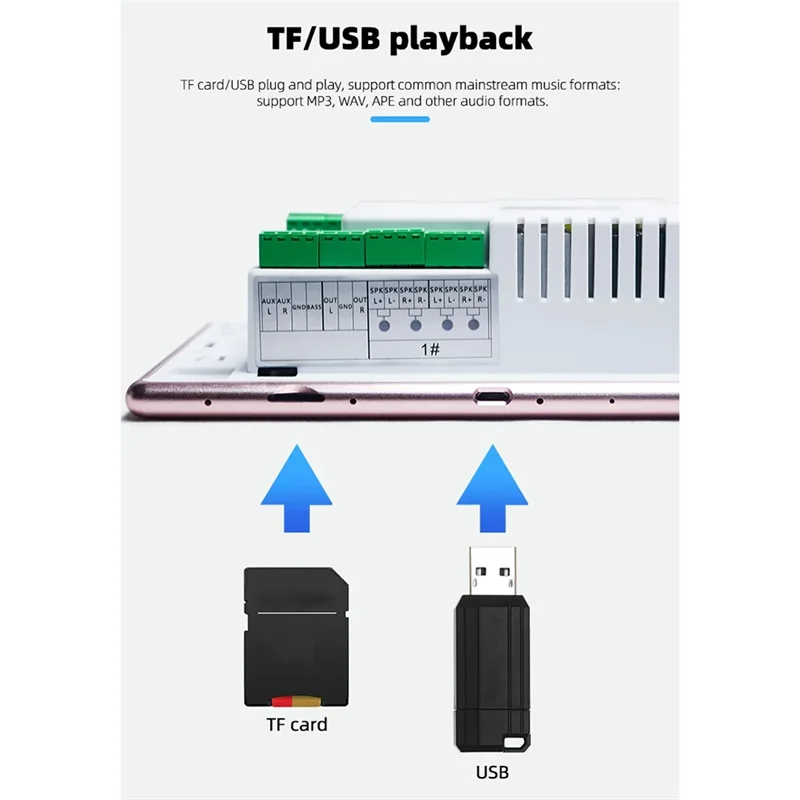 7 Inch Android 11 Music Amplifier Audio System 8 X 30W 2 Zone Android 11 Wifi 7 Inch Touch Screen Amplifier