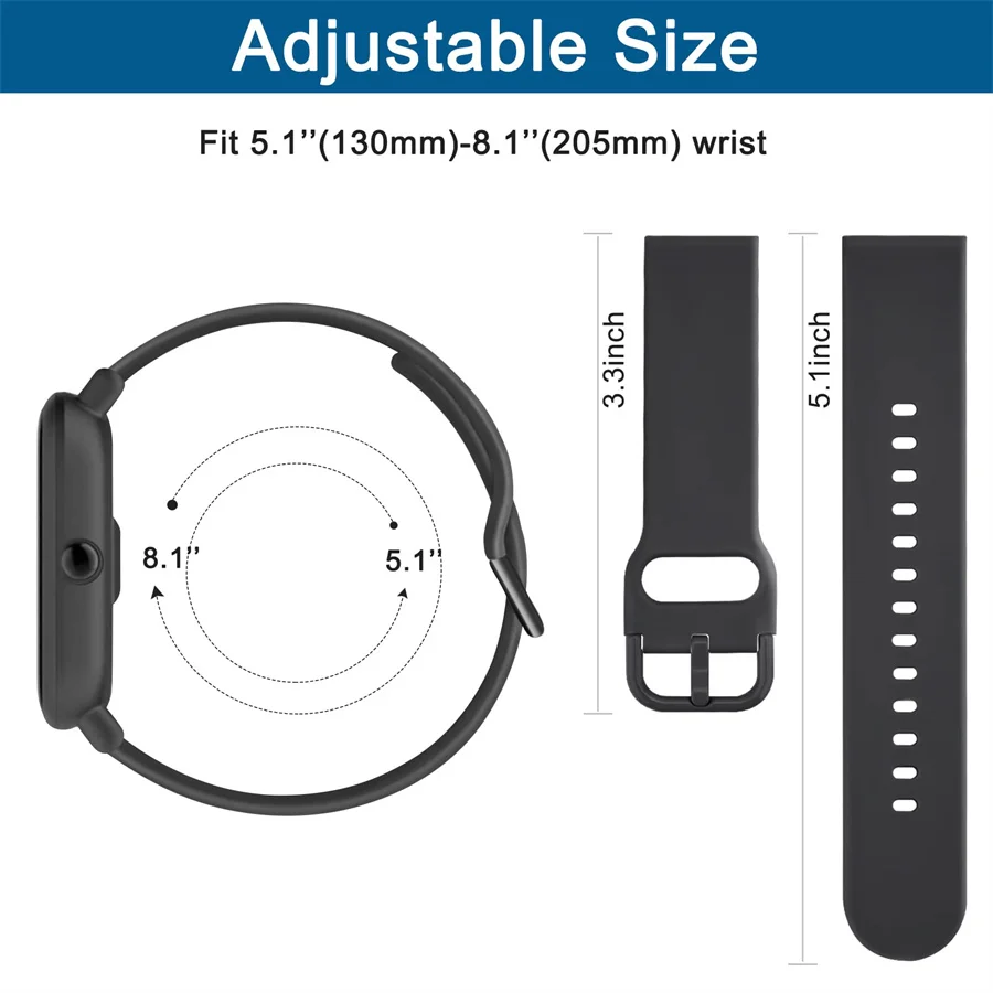 20mm/22mm Watch band For Amazfit GTS 4/3/2e Mini/GTR 4/3/Pro/2/2e/stratos 3/2 Sport silicone Bracelet Amazfit bip-U-S-lite strap