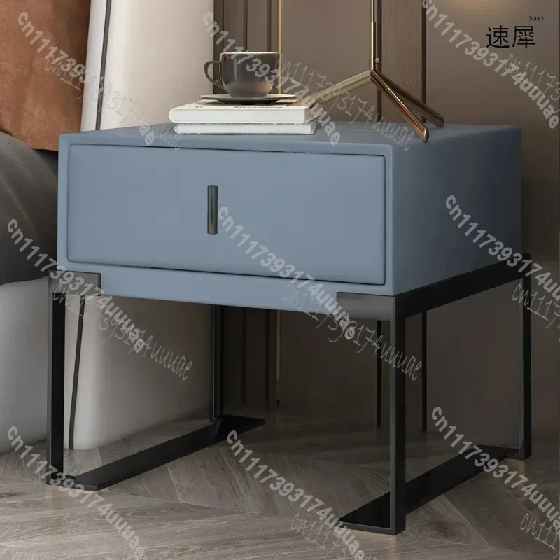 Modern Faux Leather Nightstand with 1 Drawer Bedside Table Bedroom Side Storage Cabinet Hotel End Table