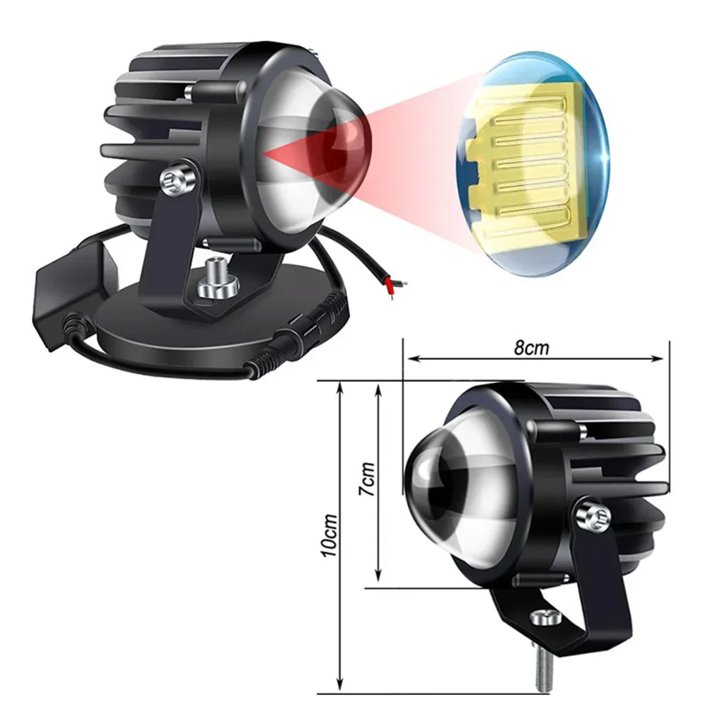 Motorcycle Projector Laser Light Led Lamp Headlights Fog Lamp Side Shooter Led Pods Yellow White Lens Spotlight For Trucks SUV