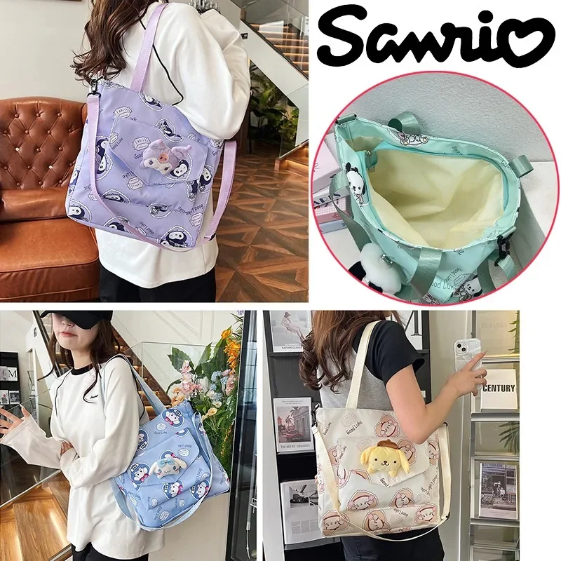 

Sanrio Hello Kitty Polyester Crossbody Bag Anime Women's Shoulder Bag Makeup Handbag Portable Zipper Commuting Handbag Gifts