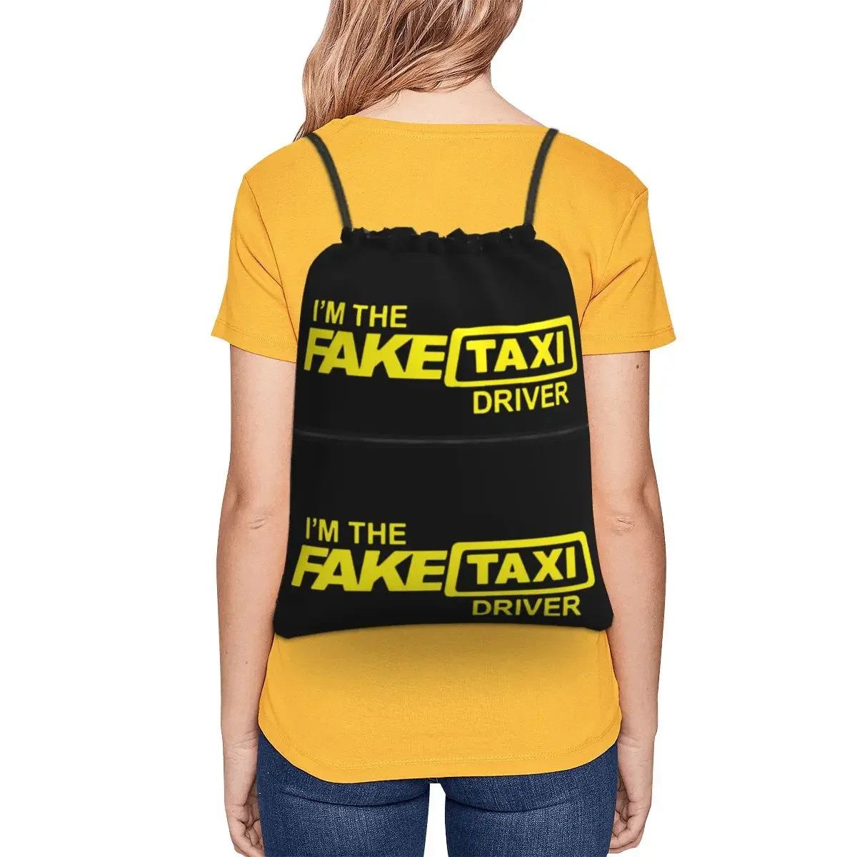 Mochila portátil de Taxi falso para hombre y mujer, bolsa con cordón, paquete de cordón informal, bolsas de artículos diversos de bolsillo para viajes, deportes