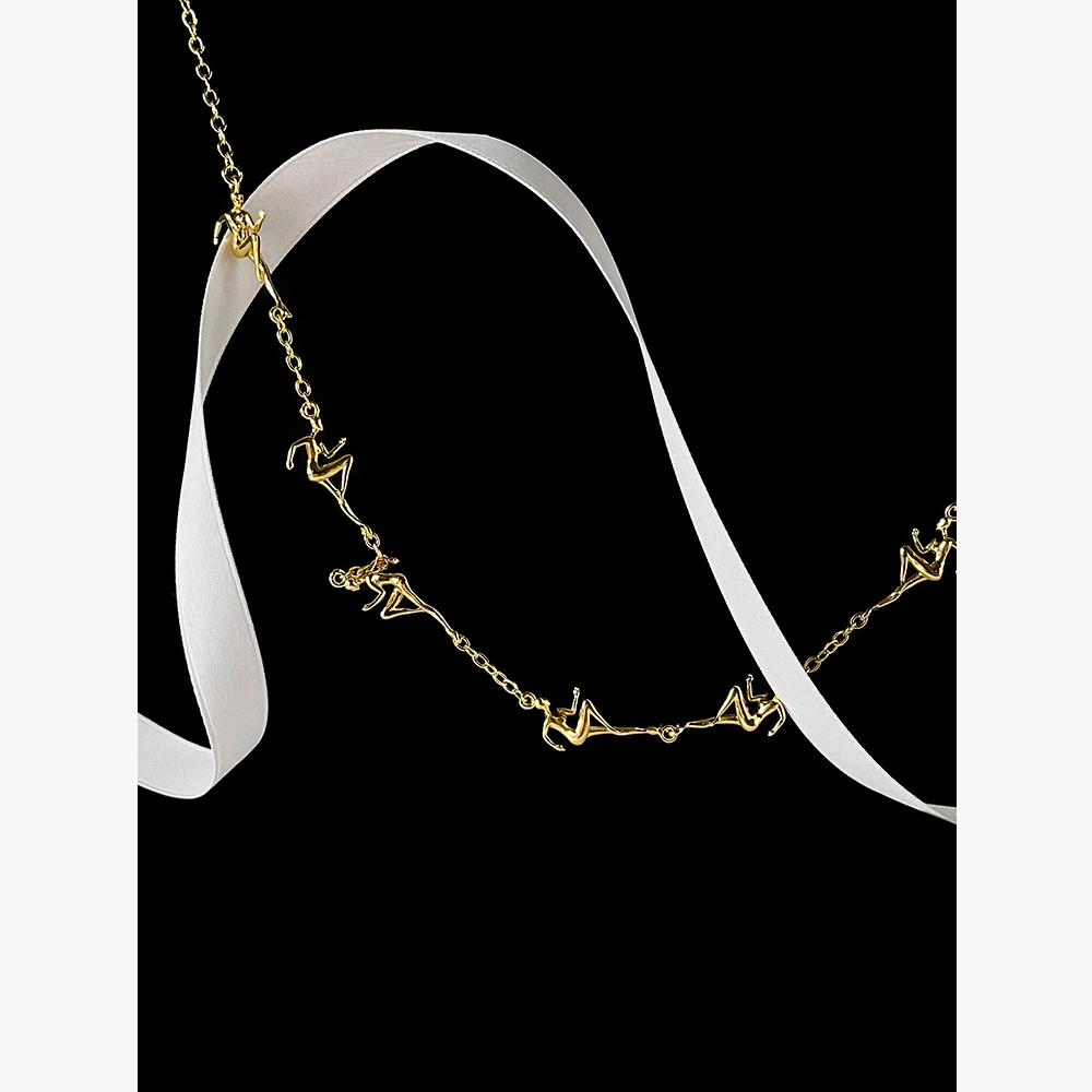 ENFASHION Athlete Dancer Figure Necklace For Women Collares 18K Gold Color Necklaces Fashion Jewelry Graduation Party P223309