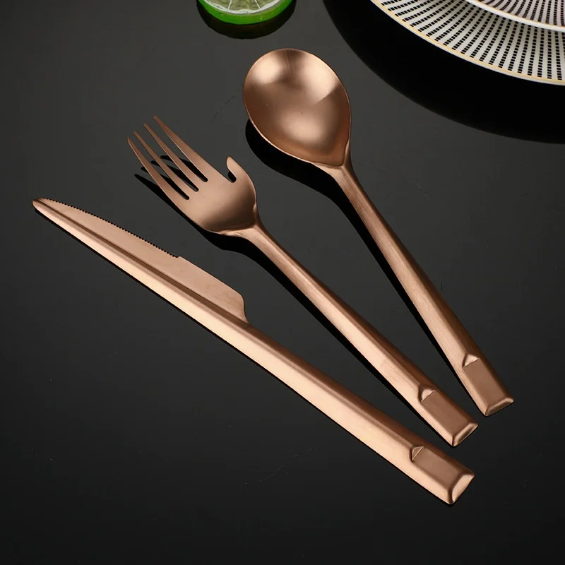 Knife and Fork Set Stainless Steel Steak Knife, Fork and Spoon Three-Piece Set High-End Western Tableware Household