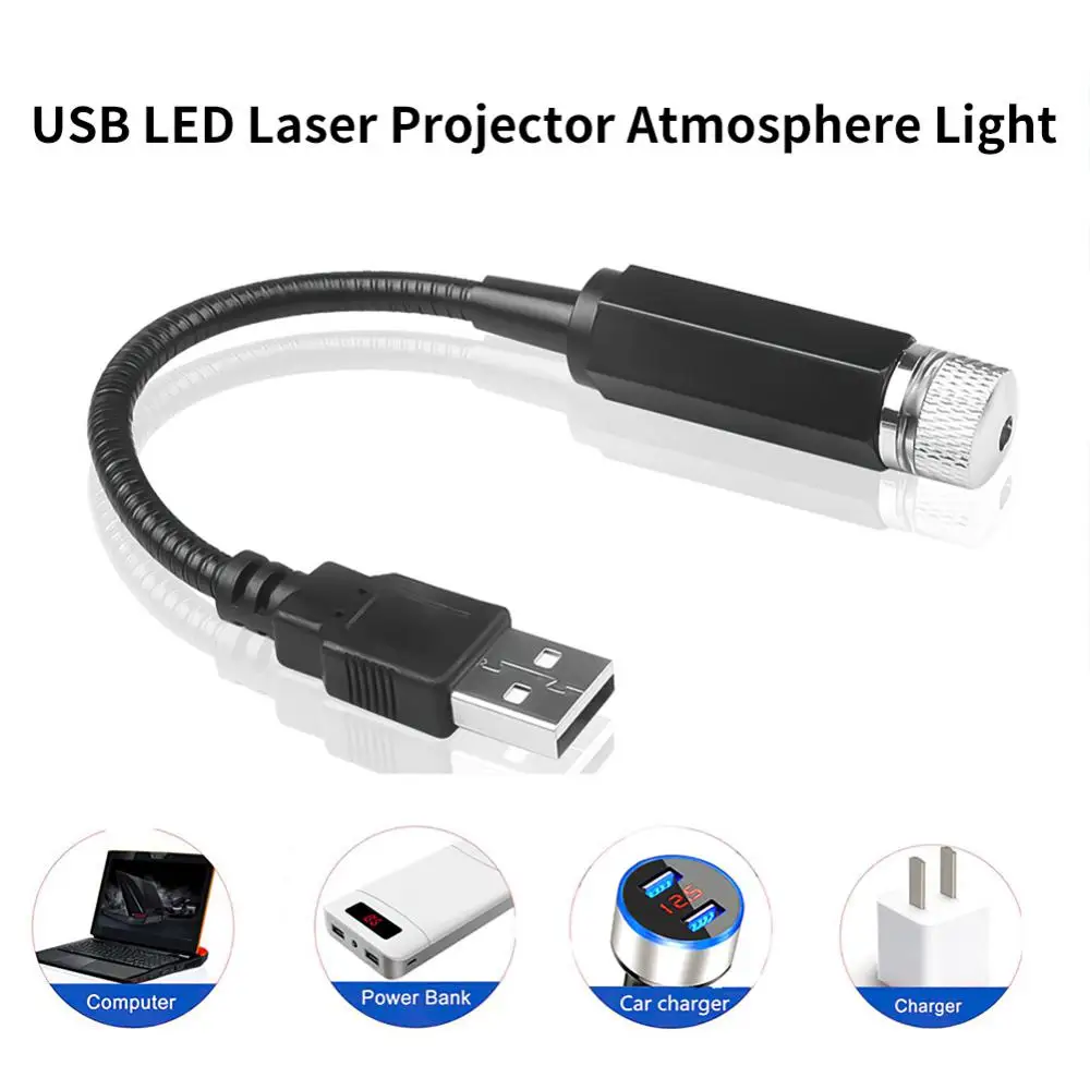 로맨틱 LED 별이 빛나는 하늘 야간 조명, USB 자동차 지붕 별빛 프로젝터, 조정 가능한 분위기 갤럭시 램프, 방 천장 장식