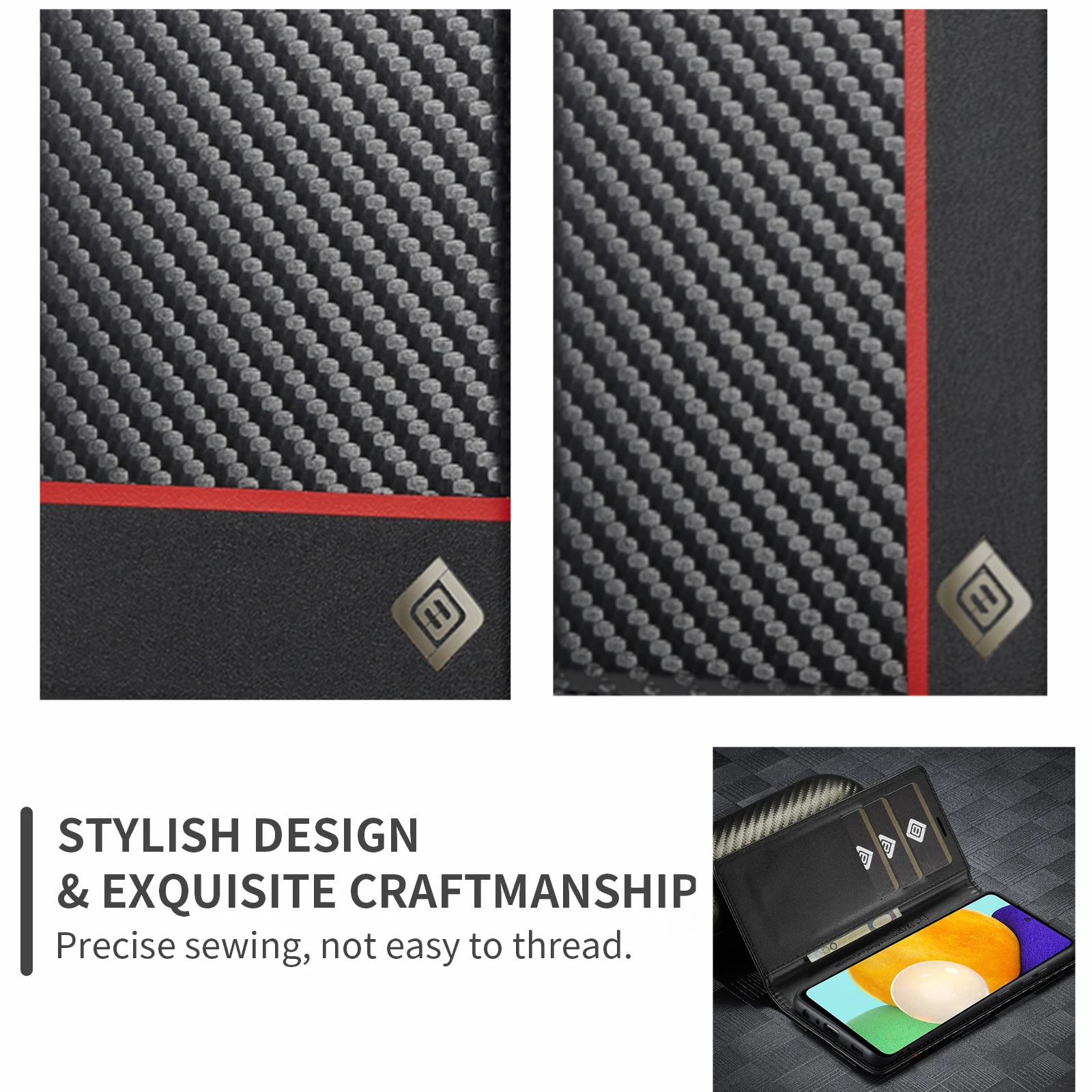 Carbon Fiber Leather Case for Xiaomi 11T 11 Lite 5G Mi Poco X4 Pro X3 NFC Flip Cover for Redmi Note 11S 11 Pro Card Slots Wallet