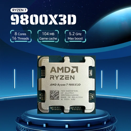 Imagen 1 del producto AMD Ryzen 7 9800X3D 8 núcleos 16 hilos 4,7 GHz R7 9800X3D DDR5 Socket AM5 4NM L3 = 96M procesador 120W sin ventilador