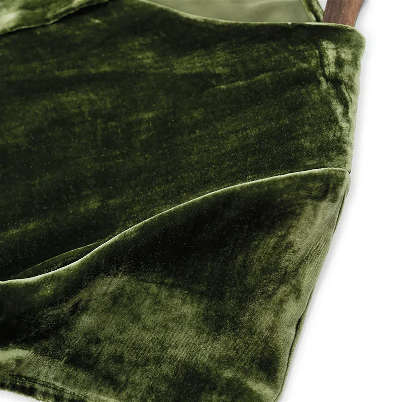 ضوء فاخر النمط الفرنسي يغطي البطن التخسيس الخامس الرقبة التوت الحرير المخملية الأعلى الحرير الحقيقي المخملية قصيرة الأكمام حجم كبير