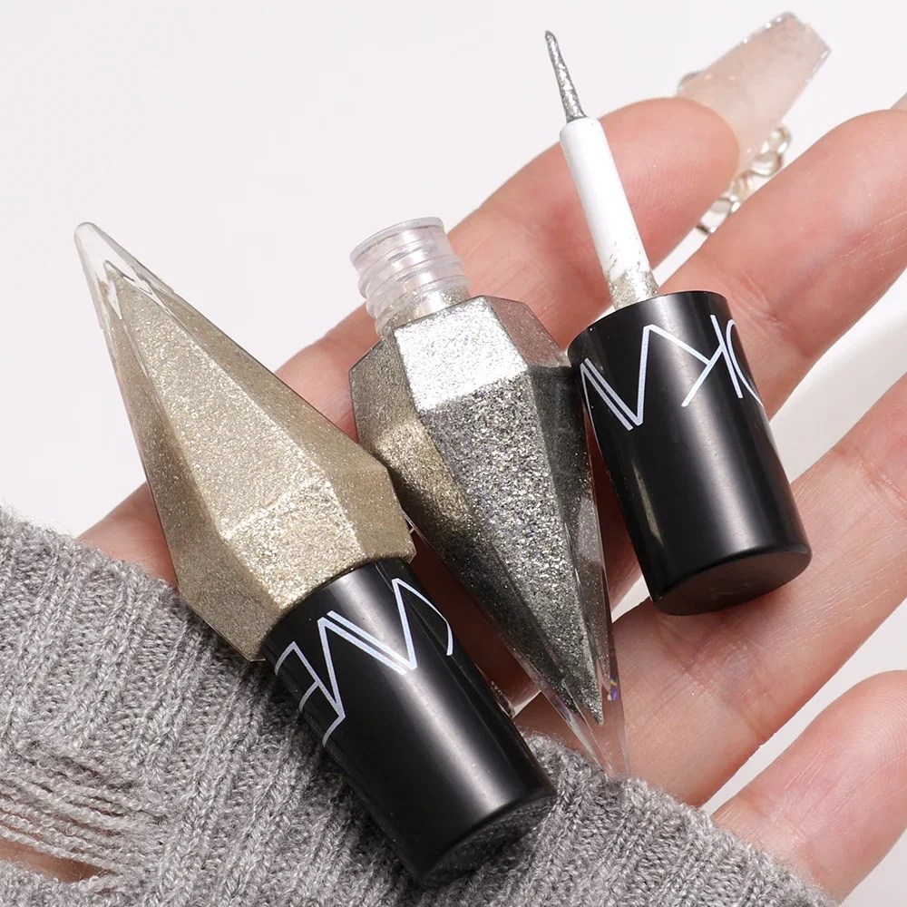 Diamond Shiny Pink Eyeliner Eyeshadow Stick Waterproof Silver Rose Gold Color Glitter Sequins Eyeliner Korean Makeup Cosmetics