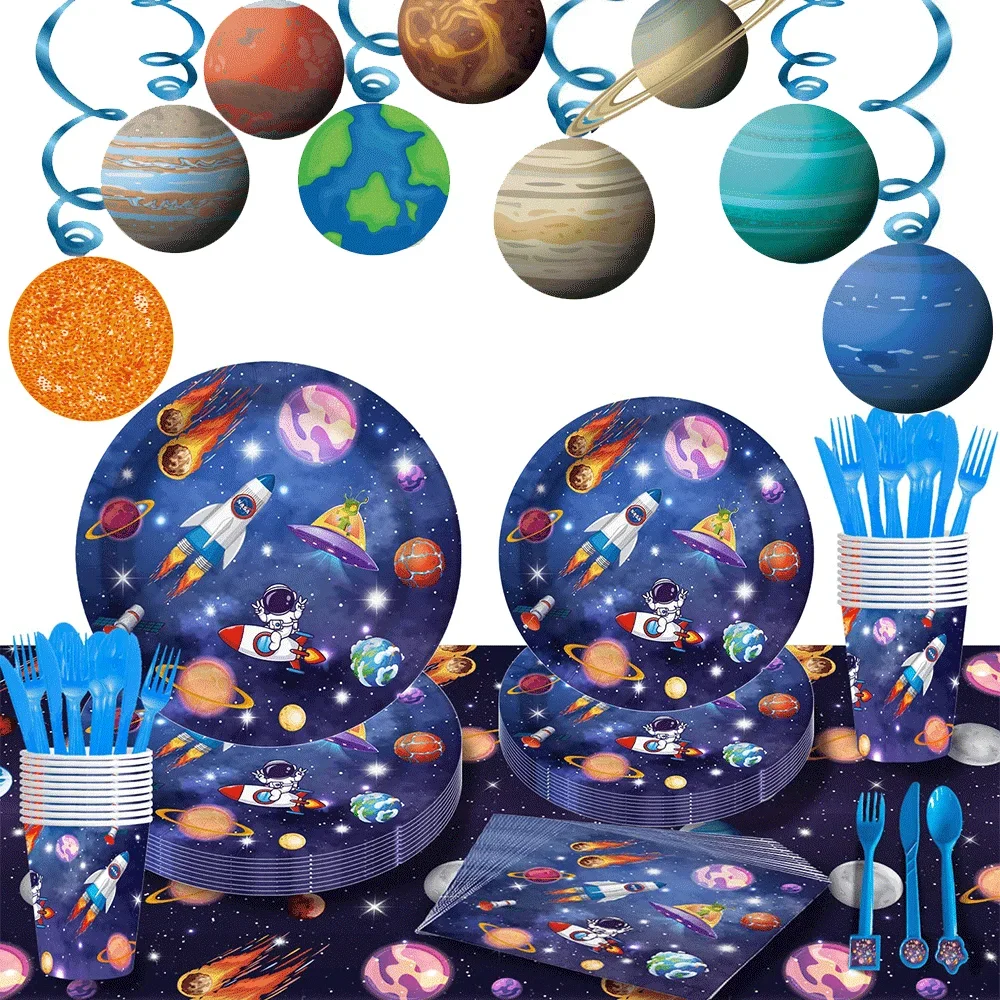 Solar System Outer Space Theme Kids Birthday Party Table Decorations & Accessorie Space Shuttle Astronaut Galaxy Planet Balloons